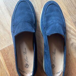 Loro Piana Men's Dark Blue Suede Loafers